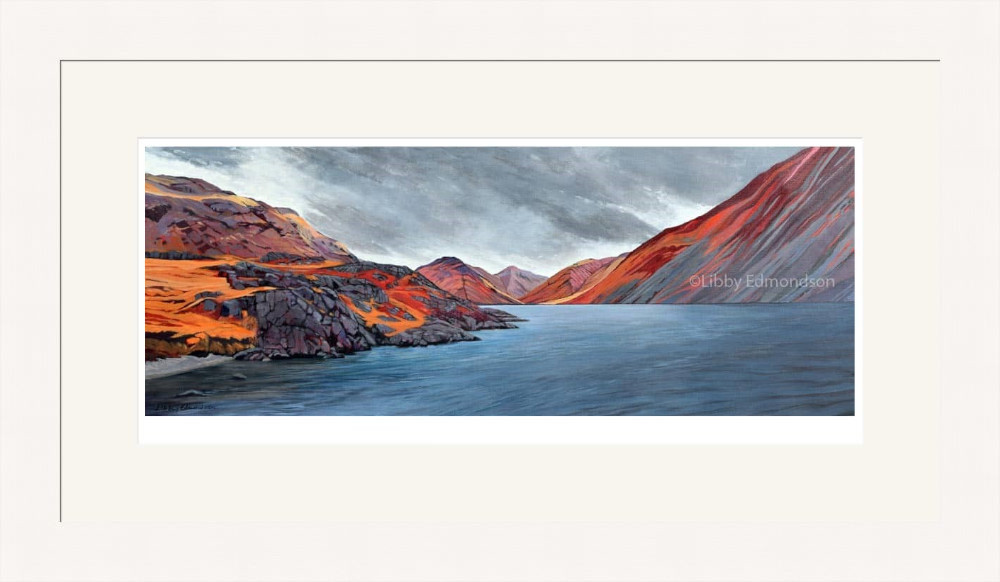 Art print by Lake District artist Libby Edmondson of Before the Storm 2018 featuring wastwater yewbarrow great gable and scafell on a moody day