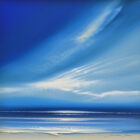 lake district art original acrylic painting by award winning artist jonathan shaw featuring sweeping skies in bright blue colours