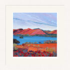 Art print by Lake District artist Libby Edmondson of Catbells ii overlooking Derwentwater in Keswick in bright red and blue tones