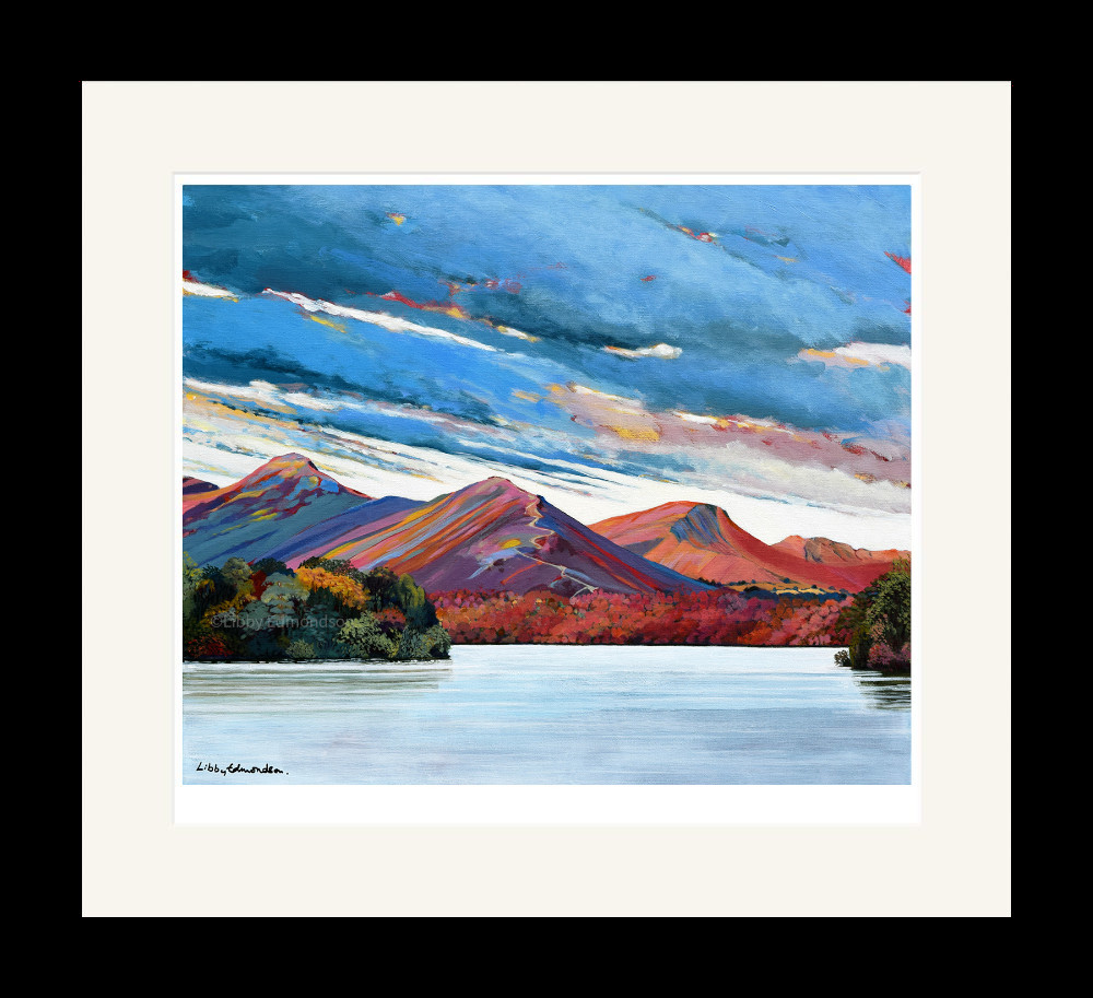 Art print by Lake District artist Libby Edmondson of Catbells overlooking derwentwater in keswick