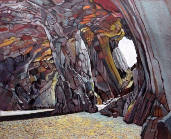 Lake District art by Libby Edmondson. Limited edition print of Cathedral Cave iii - the iconic caves near the langdales and ambleside