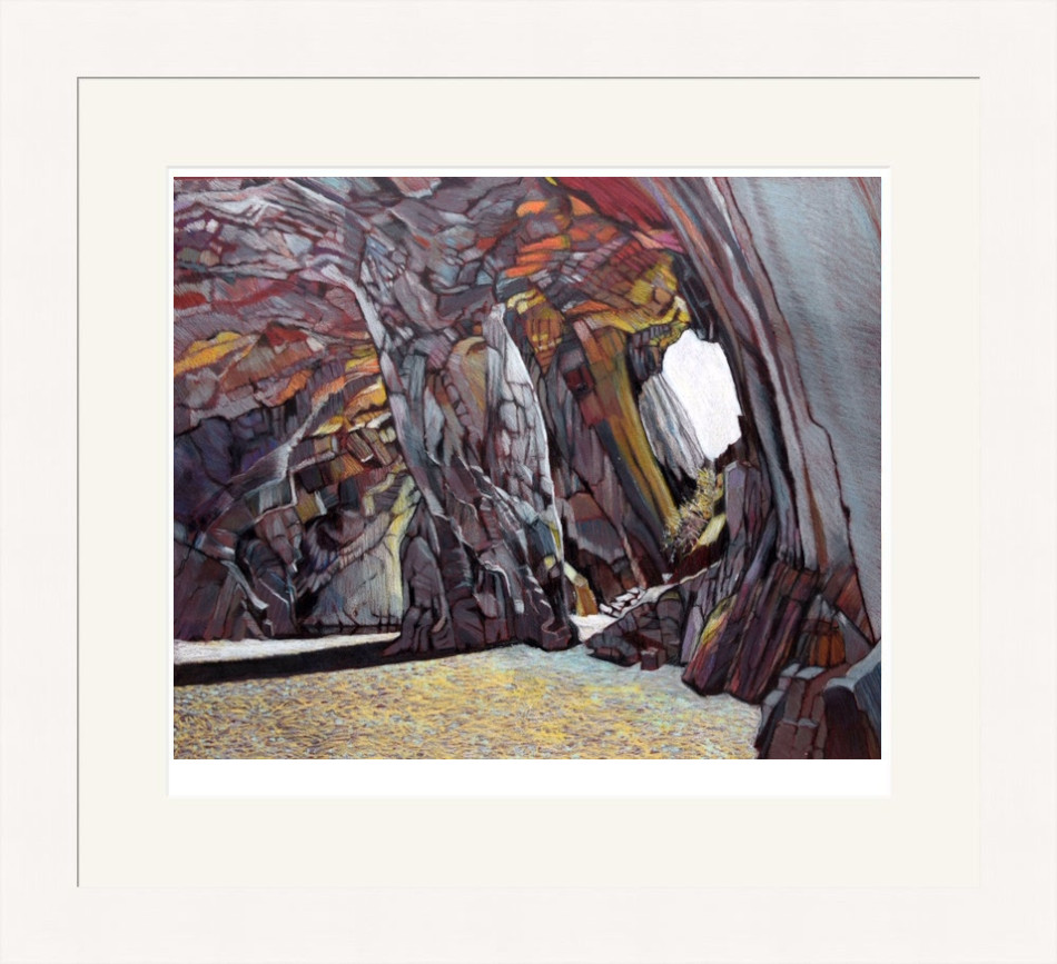 Lake District art by Libby Edmondson. Limited edition print of Cathedral Cave iii - the iconic caves near the langdales and ambleside