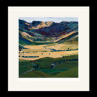 Art print by Lake District artist Libby Edmondson of Every Valley features a spring / summer view of vast green and yellow fields with distant mountains