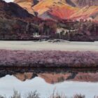 Lake District art by Libby Edmondson. Frosty Morning Elterwater 2019 a winter scene of the langdale pikes near ambleside