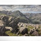 lake district art original oil painting by local artist simon whitfield great gable summit in wasdale looking towards pillar fell
