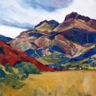 Art print by Lake District artist Libby Edmondson of Harrison Stickle. View of the pikes from great langdale valley floor