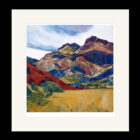 Art print by Lake District artist Libby Edmondson of Harrison Stickle. View of the pikes from great langdale valley floor