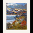 Lake District art by Libby Edmondson. The Langdales from Miller Howe 2013 featuring the langdale pikes in an etched abstract contemporary style