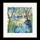 Art print by Lake District artist Libby Edmondson of Levens Orchard - a bright green summer scene full of trees and plants