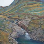 Lake District art by Libby Edmondson. Limited edition print Stockley Bridge 2013 the old packhorse bridge over the river derwent near styhead gill