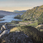 lake district art original oil painting by local artist simon whitfield summer evening at ullswater looking towards place fell from near to st sundays crag