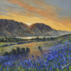 Lake District art original oil painting Blluebells Crummock Water by Ben Goymour of the fellside swathed in bluebells.