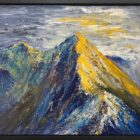 lake district art original mixed media painting on canvas by local cumbrian artist tim brown. acrylic plaster textured relief painting depicting striding edge helvellyn in impasto colour