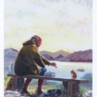 Lake District art by Jim Taylor. Crumbs of Comfort an art print featuring an old man and his dog on their Lakeland travels. A sweet and often funny story.