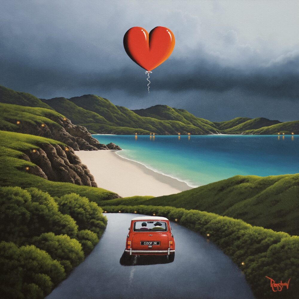 Freewheeling Fun by David Renshaw Lake District art original oil painting by David Renshaw. featuring Ted and Doris
