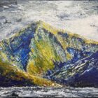 lake district art original mixed media painting on canvas by local cumbrian artist tim brown. acrylic plaster textured impasto painting depicting great gable fell in colour