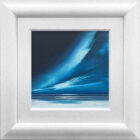 Lake District art original painting Northern Skies of sweeping skyscape in deep blue tones by Jonathan Shaw. Reminiscent of a winter shoreline and Arora borealis
