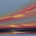 lake district art original acrylic painting by award winning artist jonathan shaw. Twilight a contemporary skyscape with big sweeping clouds in sunset colours