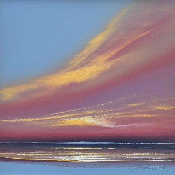 lake district art original acrylic painting by award winning artist jonathan shaw featuring sweeping skies in twilight sunset colours