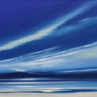 Lake District art original acrylic painting blue Skies by Jonathan Shaw of a dramatic coastal skyscape in rich sky blue light