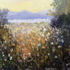 lake district art original oil painting by local artist Jeff Sudders. A beautiful Autumn scene with a textural floral foreground featuring Ullswater and it's surrounding fells in the distance