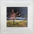 lake district art original oil painting by local artist Jeff Sudders. A beautiful scene with bright blossom tree as the main feature of the composition set against dark skies and fells. Display in white oak frame.