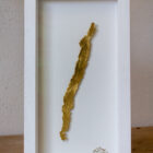 lake district art original 3-D craft design art contour map of coniston water aerial view cut from one piece of brass and hand polished in a beautiful deep white frame by holly clifford