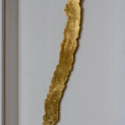 lake district art original 3-D craft design art contour map of coniston water aerial view cut from one piece of brass and hand polished in a beautiful deep white frame by holly clifford