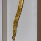 lake district art original 3-D craft design art contour map of coniston water aerial view cut from one piece of brass and hand polished in a beautiful deep white frame by holly clifford