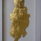 lake district art original 3-D craft design art contour map of derwentwater aerial view cut from one piece of brass and hand polished in a beautiful deep white frame by holly clifford