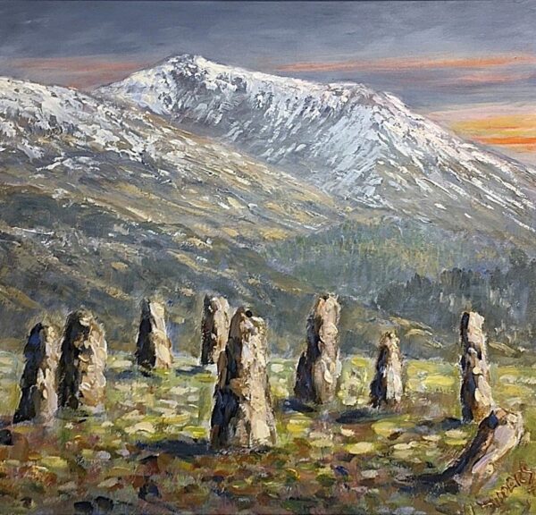 Lake District art original oil painting by Jeff Sudders. The painting features Castlerigg stone circle.