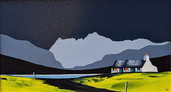 lake district art original acrylic painting by artist jay nottingham. Langdale Pikes. Harrison stickle pike o stickle thorn crag pavey ark and bowfell