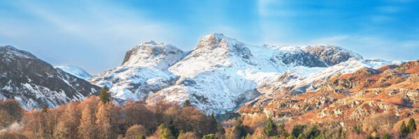 Lake District photograph in Winter by Jon Allison Snow-capped Langdale Pikes have been captured from Elterwater
