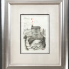 lake district art romantic original pencil drawing by david renshaw. featuring Ted and Doris with Ambleside house and hearts
