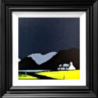 Lake District art original acrylic painting Scafell Pike by Jay Nottingham in a black frame with white slip.