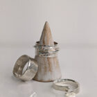 Combination of silver rings made by Helen Wiseman.