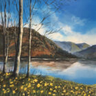 Lake District art original oil painting Ullswater by Ben Goymour of the fellside swathed in spring daffodils