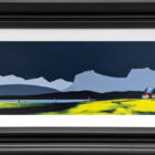Lake District art original acrylic painting Windermere & The Langdale Pikes by Jay Nottingham in a black frame with white slip