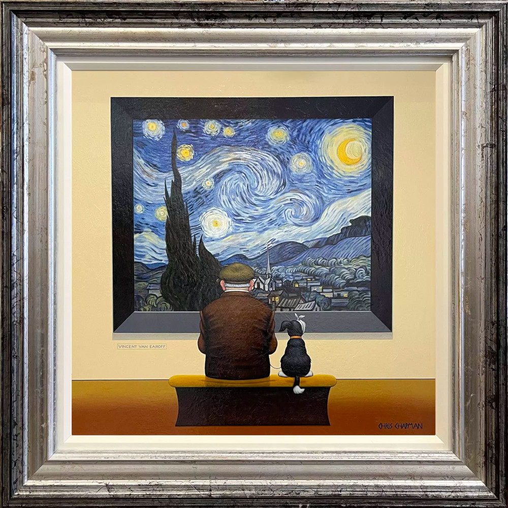 Limited Edition Giclee Print on Canvas by Chris Chapman of his original painting 'Stargazing' in the style of 'Vincent Van Earoff'. Contemporary art. part of Chris' gallery series