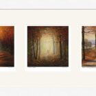 Lake District art framed print Autumn Stroll Trio by Jeff Sudders in a white frame.