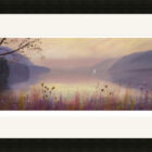 Lake District art print Dawn at Ullswater by local artist Jeff Sudders. Soft yellow sunlight over mountains and lake with a muted colour palette.