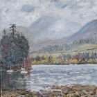 Lake District original oil painting by Jeff Sudders derwentwater and causey pike. A lake scene with fells in the distance.