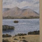 Lake District original oil painting by Jeff Sudders derwentwater and catbells. A lake scene with fells in the distance.