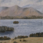 Lake District original oil painting by Jeff Sudders derwentwater and catbells. A lake scene with fells in the distance.