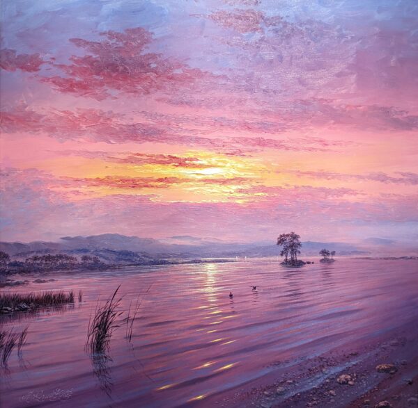 Evening Calm Windermere lake district art by andrew grant kurtis