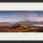 Print by Lake District Photographer Nathan Buckley. footpath to catbells. panoramic view from maiden moor over catbells misty derwentwater towards skiddaw and blencathra and causey pike