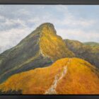 lake district art original mixed media painting on canvas by local cumbrian artist tim brown. acrylic plaster textured impasto painting depicting footpath to catbells near keswick