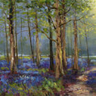Lake District art print of a path through a bluebell wood by Lake District artist Jeff Sudders.