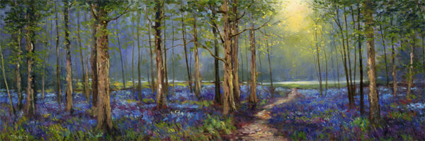 Lake District art print of a path through a bluebell wood by Lake District artist Jeff Sudders.