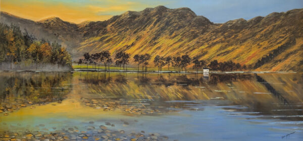 Lake District art original oil painting by Ben Goymour. Haystacks. view over buttermere towards iconic wainwright fell